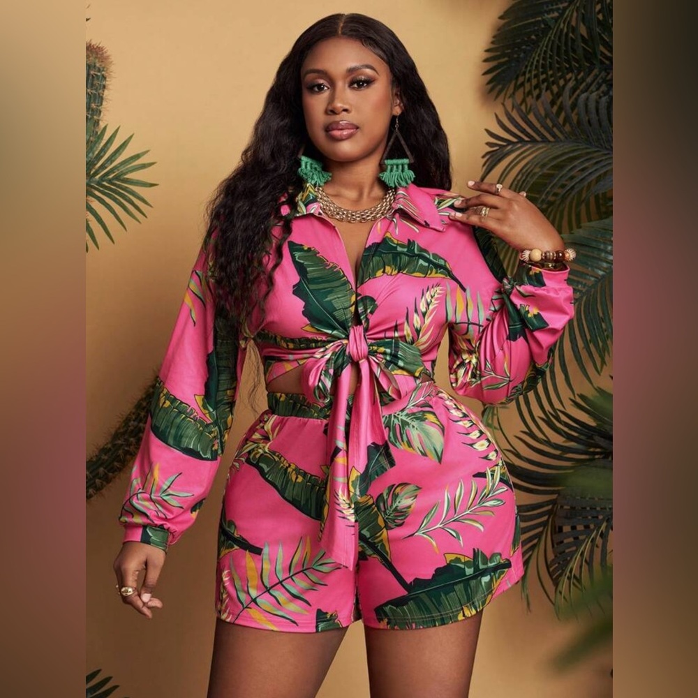 SHEIN Slaydiva Plus Size Vacation Two-Piece Set